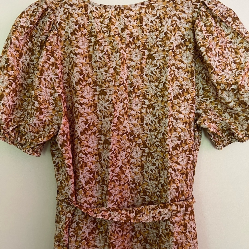🛍️ Primark Cares Women Floral Tan Midi Dress XS Boho Cottagecore Indie Casual - Picture 15 of 16